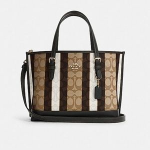 Nwot Coach bag. Small Mollie tote with stripes. Brown and tan. Gorgeous bag